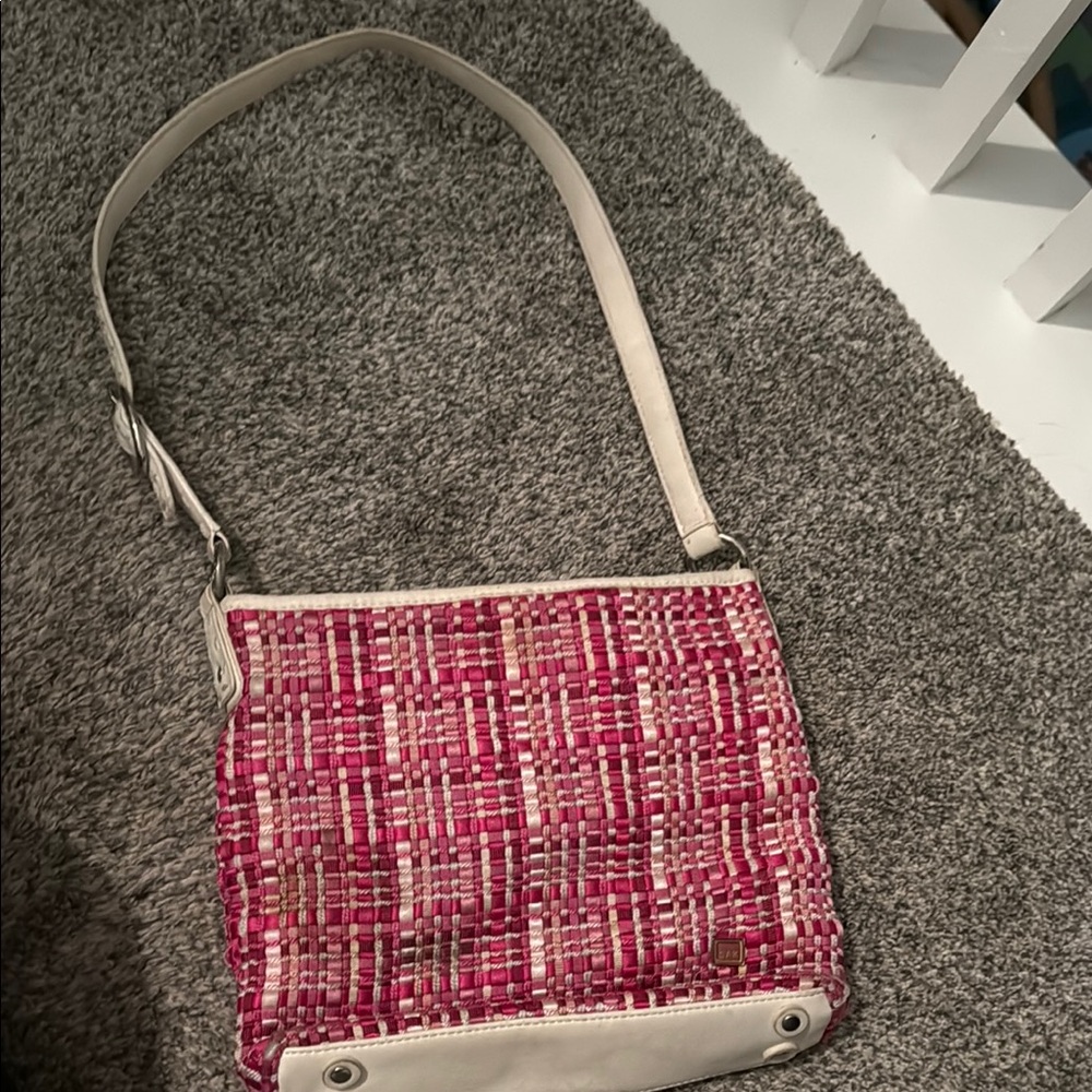 The Sak Pink and White Geometric Shoulder Bag